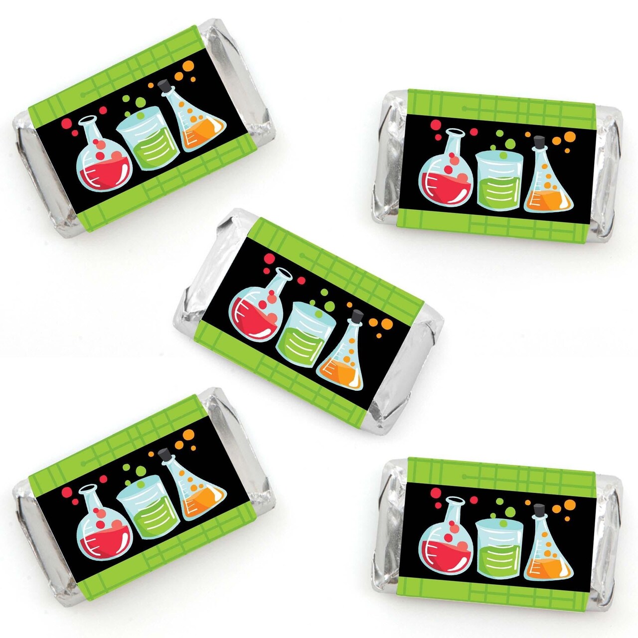 Big Dot of Happiness Scientist Lab - Mini Candy Bar Wrapper Stickers - Baby Shower or Birthday Party Small Favors - 40 Count